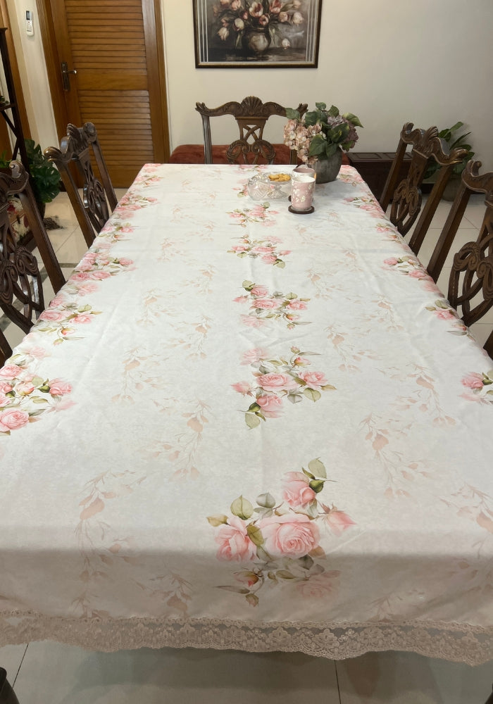 Table Cover With Lace - Pretty Roses