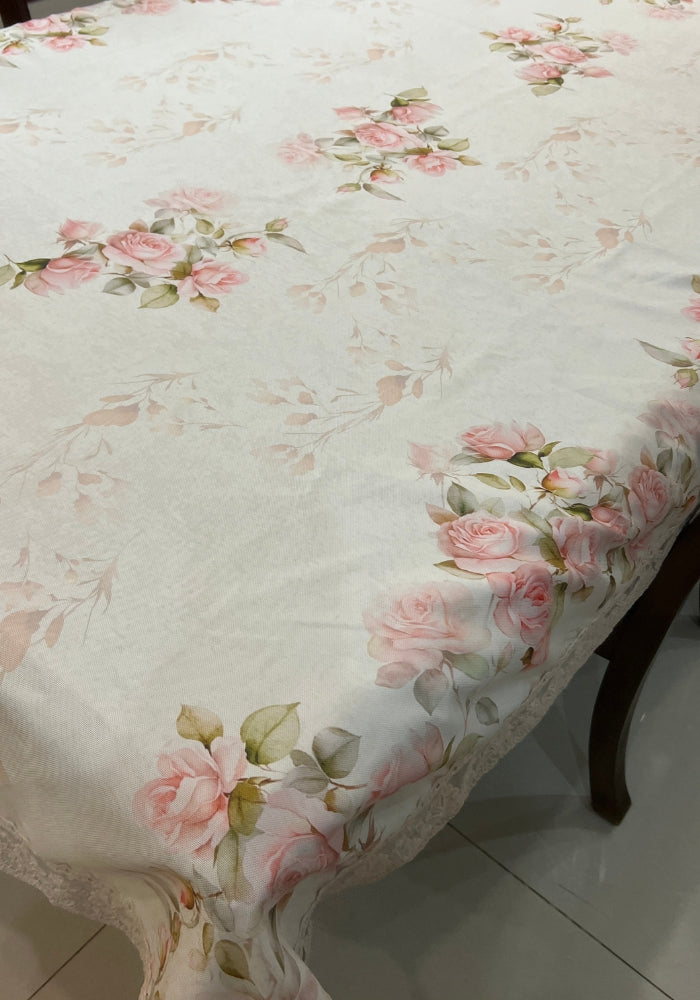 Table Cover With Lace - Pretty Roses