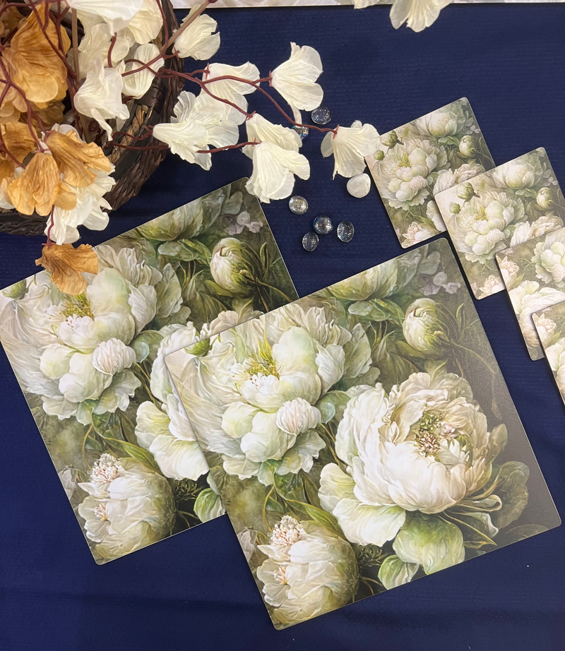 Dining Table Trivets - (Round or Square) - Dancing Peonies