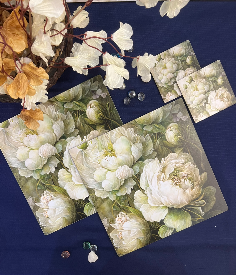 Dining Table Trivets - (Round or Square) - Dancing Peonies